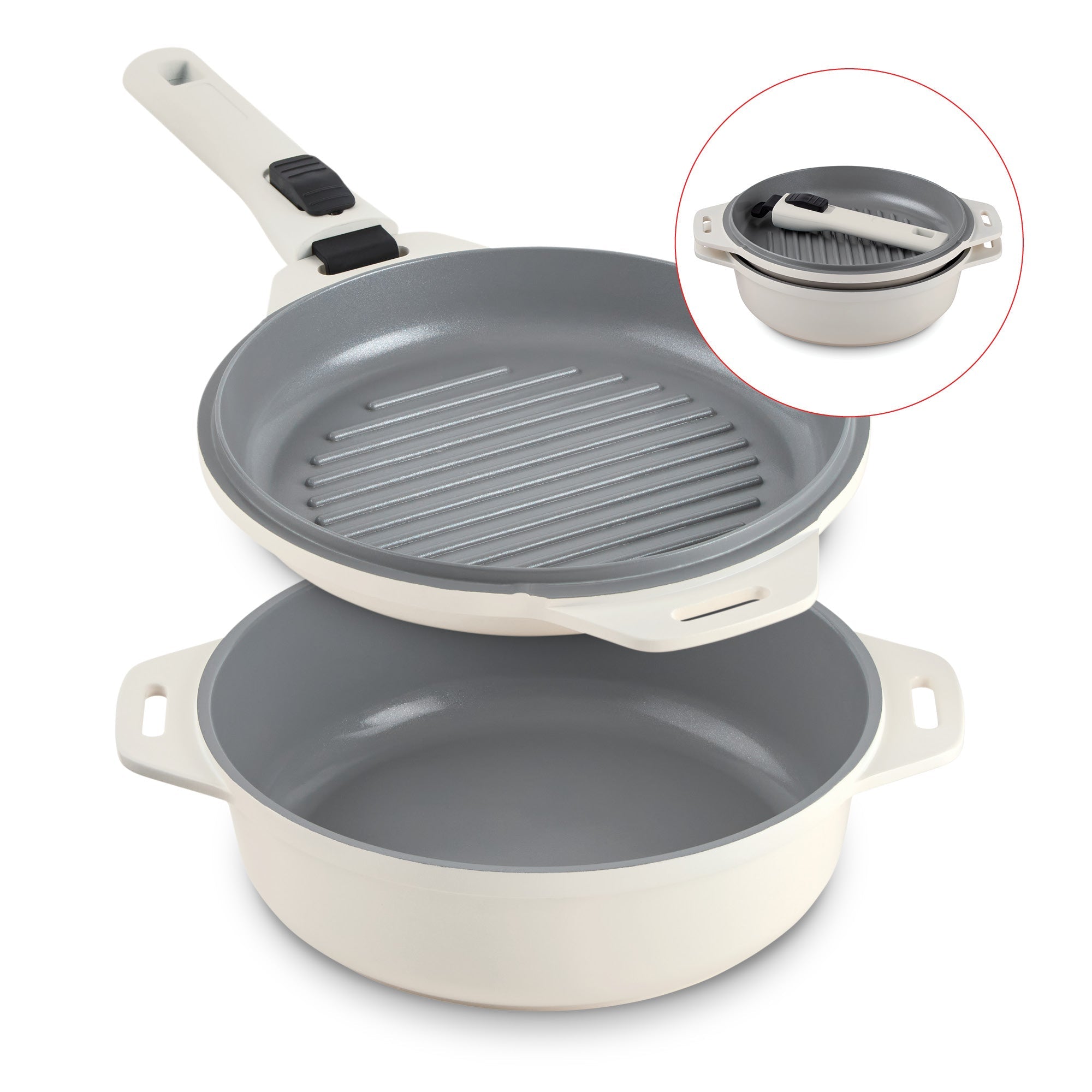 SmartStore™ 5-in-1 Multipurpose Nesting Cookware Set - 5-in-1 Multipurpose Nesting Cookware, Cream