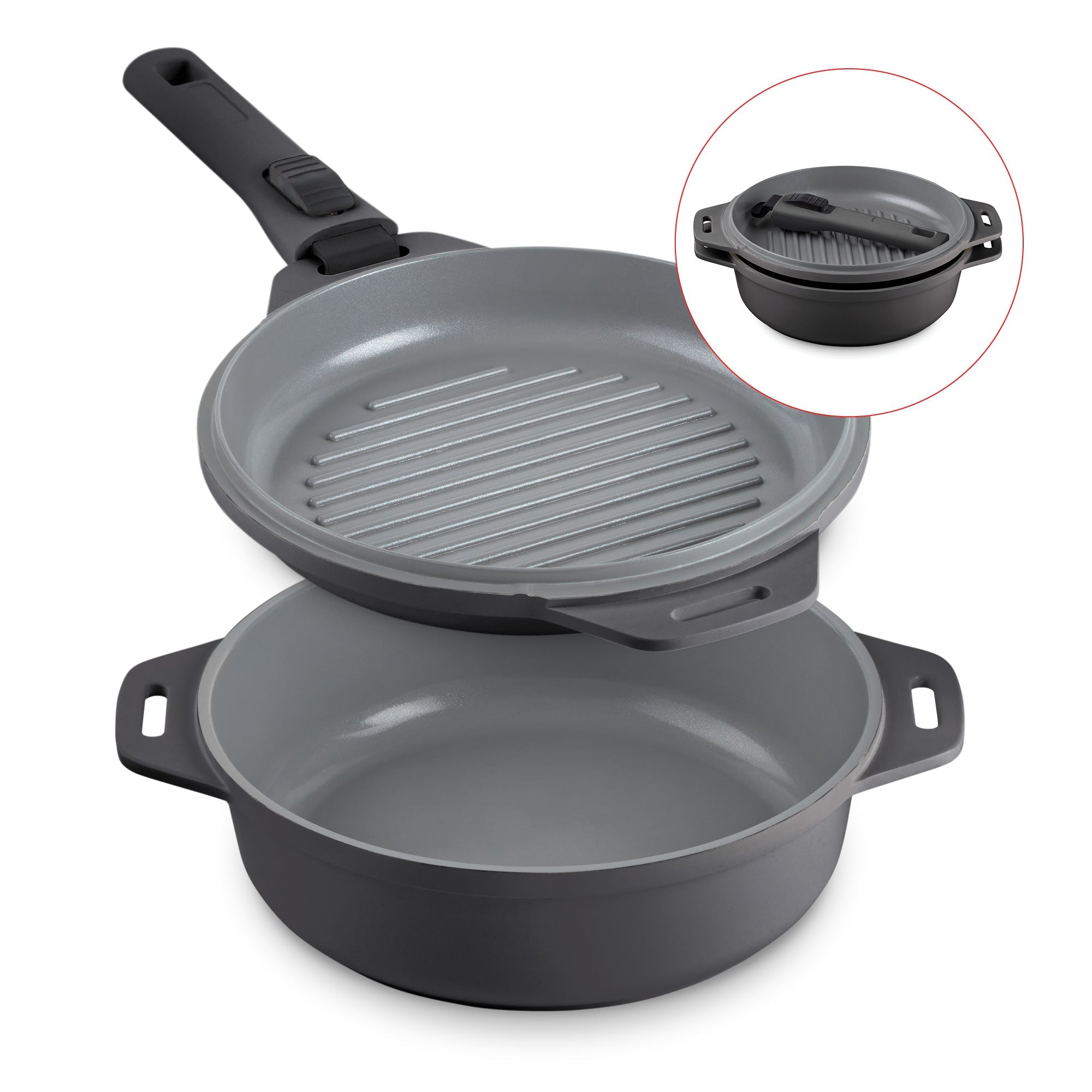 SmartStore™ Ceramic Cookware - 5-in-1 Multipurpose Nesting Cookware, Forged Iron