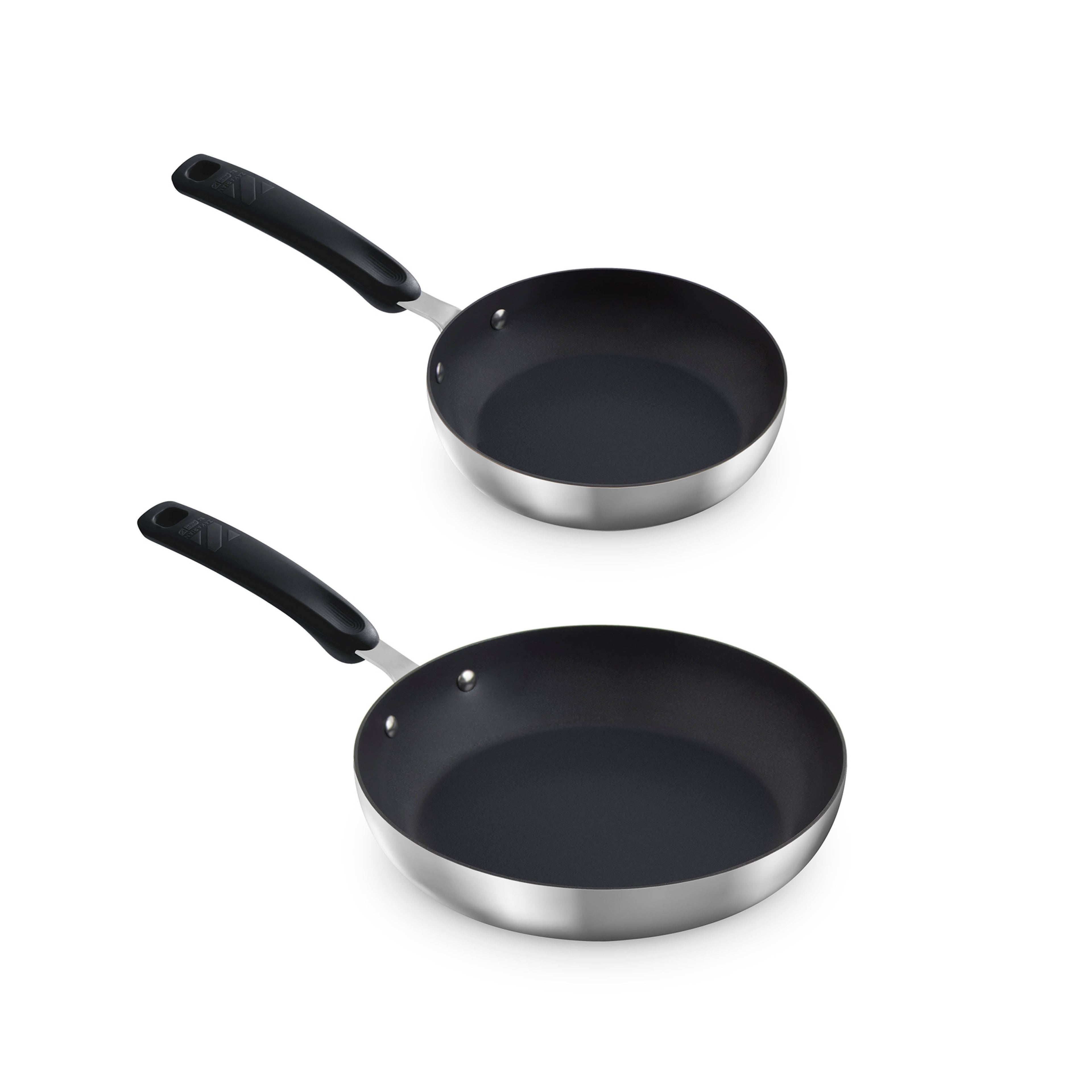 TruPro Stainless Steel Fry Pan Set - 8" 10" - Black