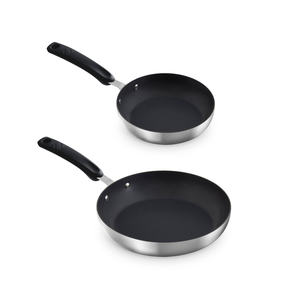 TruPro Stainless Steel Fry Pan Set - 8" 10" - Black