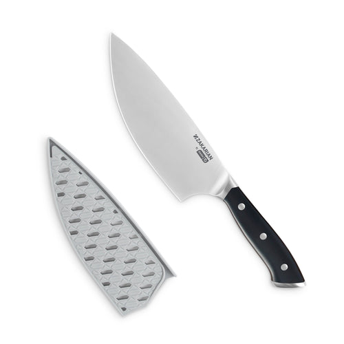 7" Rocking Chef Knife with Sheath - Black